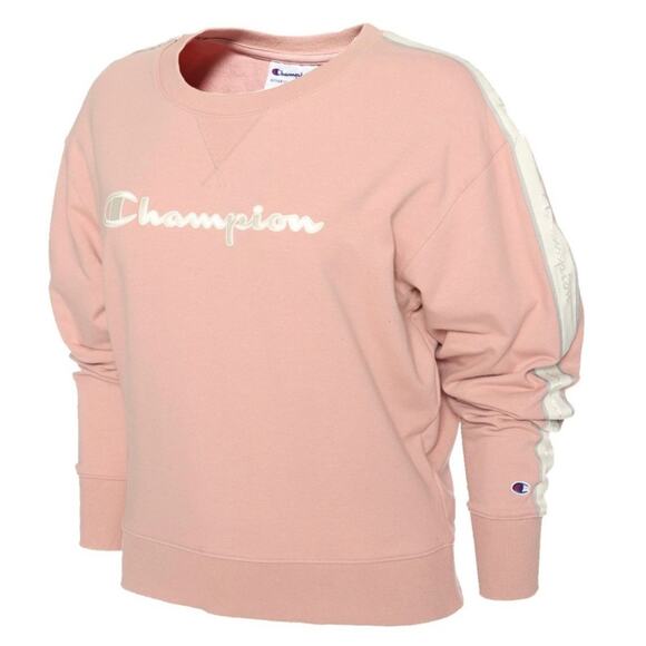 Champion Women's Heritage Crewneck Sweatshirt with Trim Pink Size XS - Picture 2 of 11